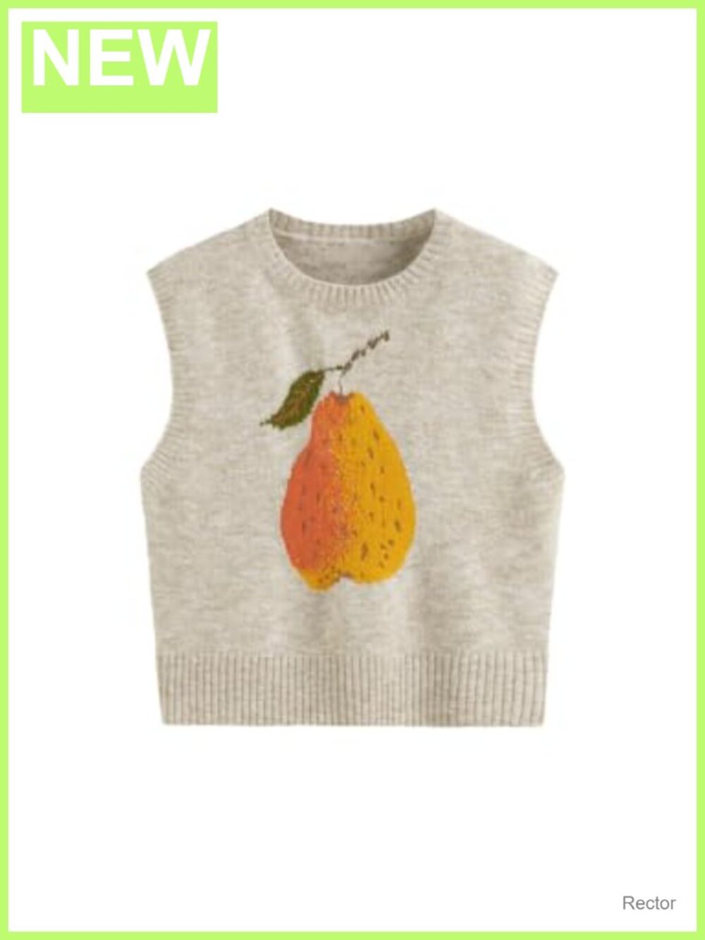 CIDER Sweater Vest Knit Sleeveless Pear Graphic Tank Top